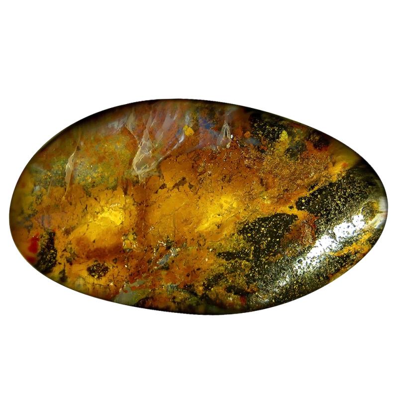 24.86 ct Awe-inspiring Fancy Shape (32 x 18 mm) Play of Colors Australian Koroit Boulder Opal Natural Loose Gemstone