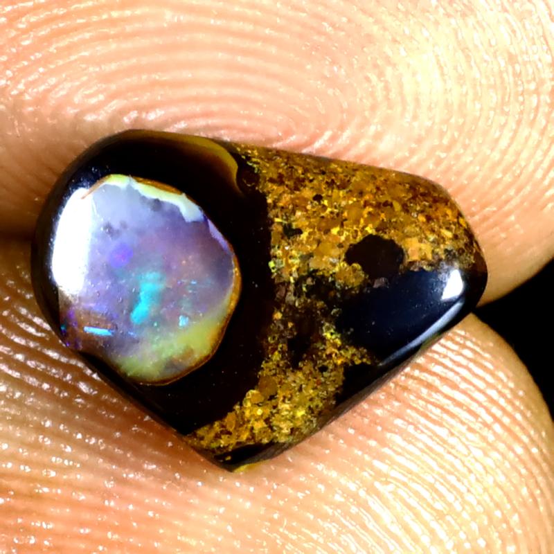 2.80 ct Fabulous Fancy Shape (12 x 8 mm) Multi Color Australian Koroit Boulder Opal Natural Loose Gemstone