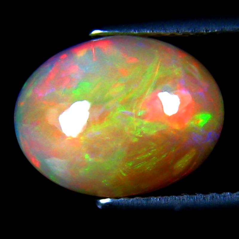 3.67 ct Wonderful Oval Cabochon Cut (13 x 10 mm) Ethiopia Play of Colors Rainbow Opal Natural Gemstone