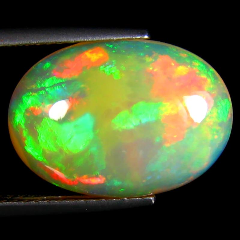 7.59 ct Amazing Oval Cabochon (18 x 13 mm) Flashing 360 Degree Multicolor Rainbow Opal Gemstone