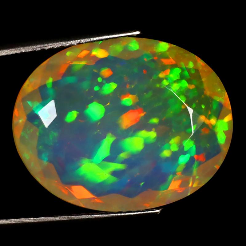 9.50 ct AIG Certified Good-looking Oval Shape (20 x 16 mm) Natural Rainbow Opal Loose Gemstone