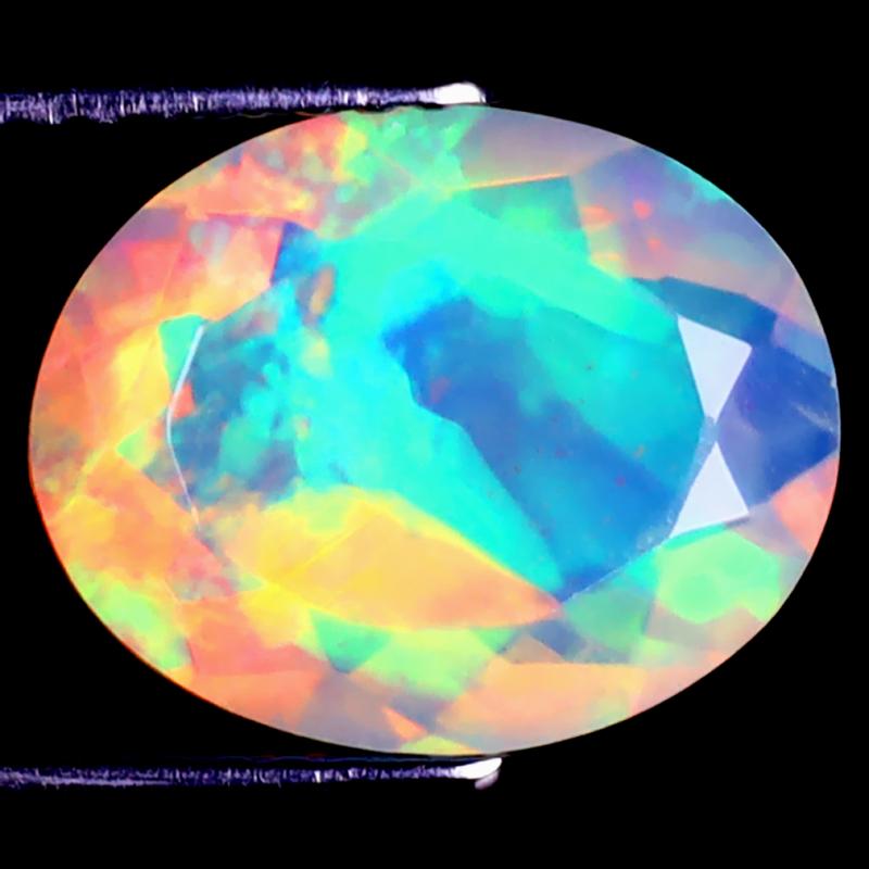 2.44 ct Beautiful Oval (12 x 9 mm) Flashing 360 Degree Multicolor Rainbow Opal Gemstone