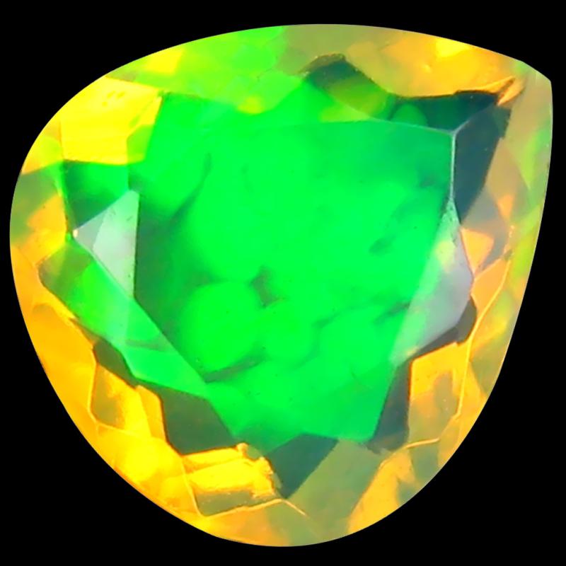 1.85 ct Five-star Pear (10 x 9 mm) Un-Heated Ethiopia Rainbow Opal Loose Gemstone