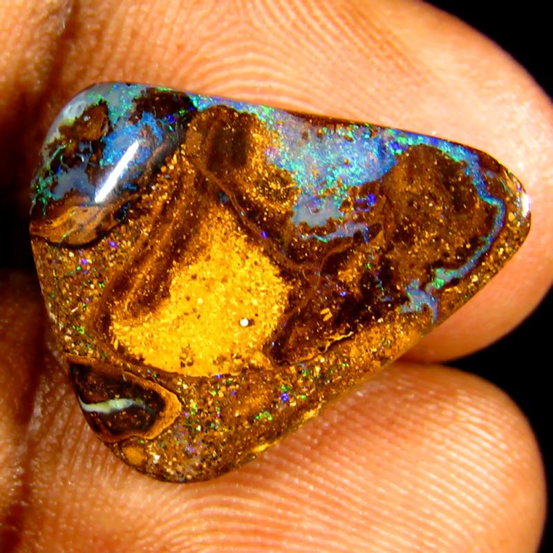 11.49 ct Magnificent Fancy Shape (18 x 16 mm) Multi Color Australian Koroit Boulder Opal Natural Loose Gemstone