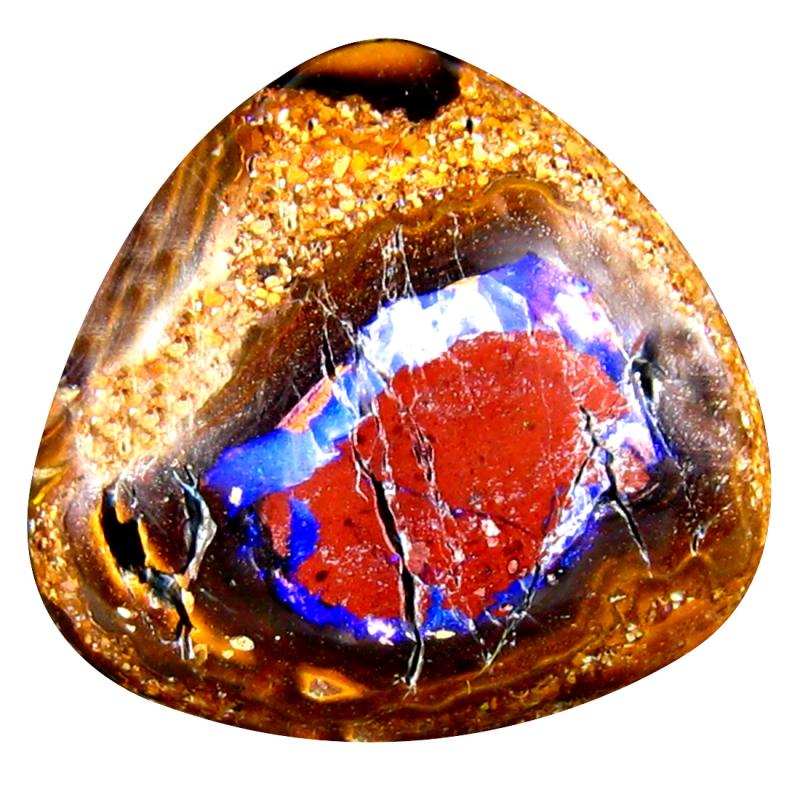 10.44 ct Sparkling Fancy Cabochon Shape (15 x 15 mm) Play of Colors Australian Koroit Boulder Opal Natural Loose Gemstone