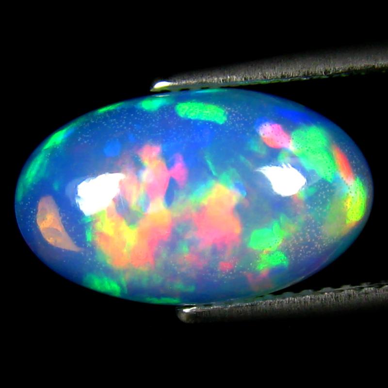3.84 ct Supreme Oval Cabochon (15 x 9 mm) Ethiopian 360 Degree Flashing Rainbow Opal Natural Gemstone