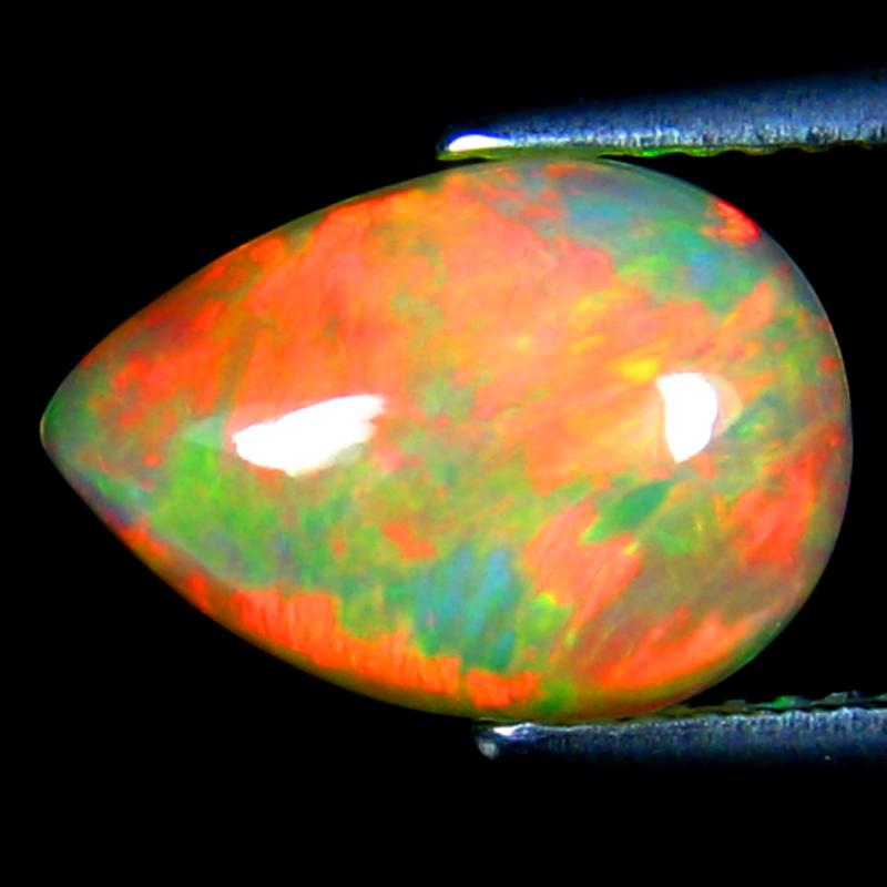 2.75 ct Elegant Pear Cabochon Cut (12 x 8 mm) Ethiopia Play of Colors Rainbow Opal Natural Gemstone