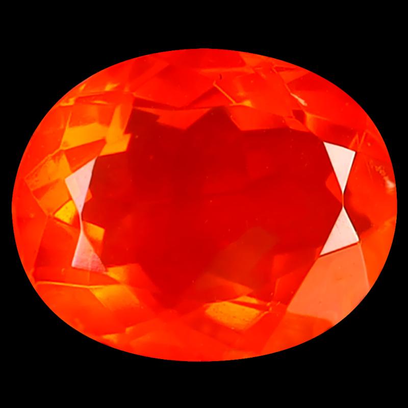 1.57 ct Premium Oval Cut (9 x 8 mm) Heated Natural Orange Fire Opal Loose Gemstone