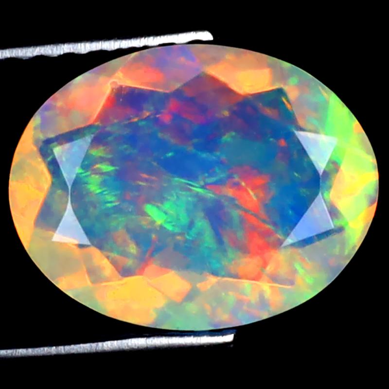 1.80 ct Premium Oval (11 x 9 mm) Ethiopian 360 Degree Flashing Rainbow Opal Natural Gemstone