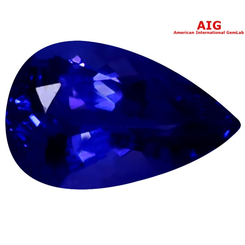 1.80 ct AIG Certified AAAA Grade Topnotch Pear Cut (10 x 6 mm) D'Block Tanzanite Gemstone