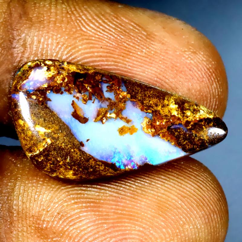 9.85 ct Amazing Fancy Shape (23 x 12 mm) Multi Color Australian Koroit Boulder Opal Natural Loose Gemstone