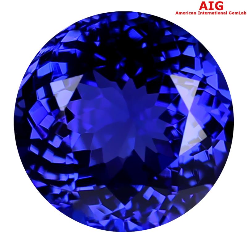 3.36 ct AIG Certified AAAA Grade Eye-popping Round Cut (9 x 9 mm) Violetish Blue Tanzanite Natural Gemstone