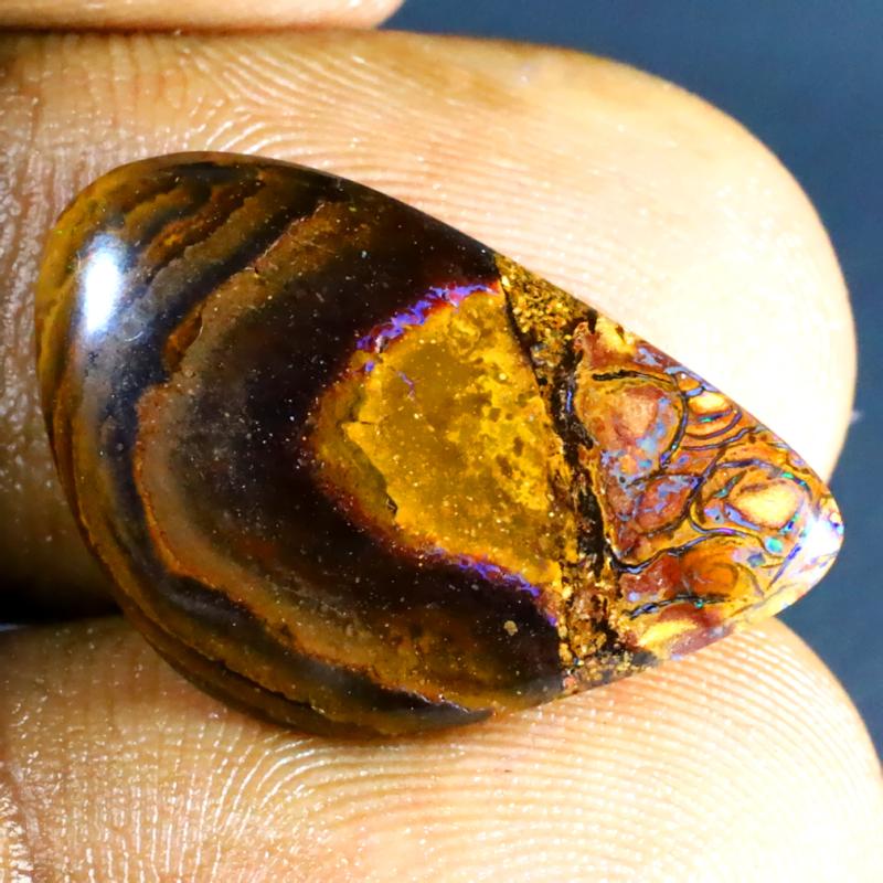 9.19 ct Sparkling Fancy Shape (22 x 14 mm) Multi Color Australian Koroit Boulder Opal Natural Loose Gemstone