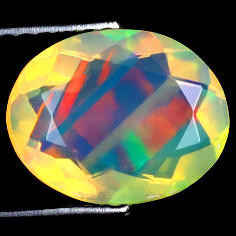 1.79 ct Shimmering Oval (10 x 8 mm) Ethiopian 360 Degree Flashing Rainbow Opal Natural Gemstone