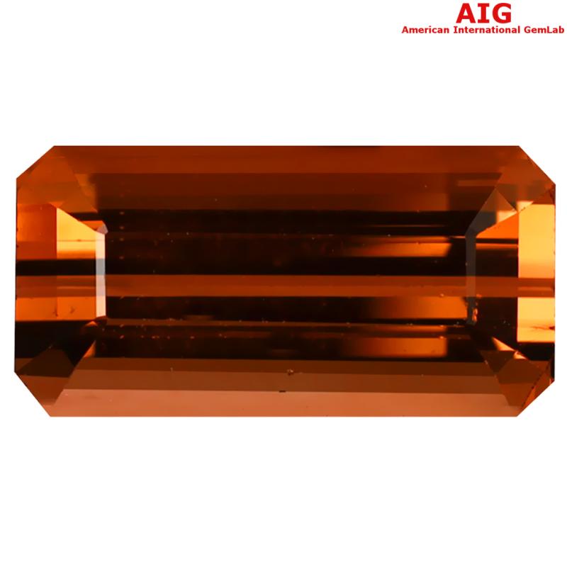 6.43 ct AIG Certified Elegant Octagon Cut (14 x 7 mm) Unheated / Untreated Orange Pink Tourmaline Loose Stone