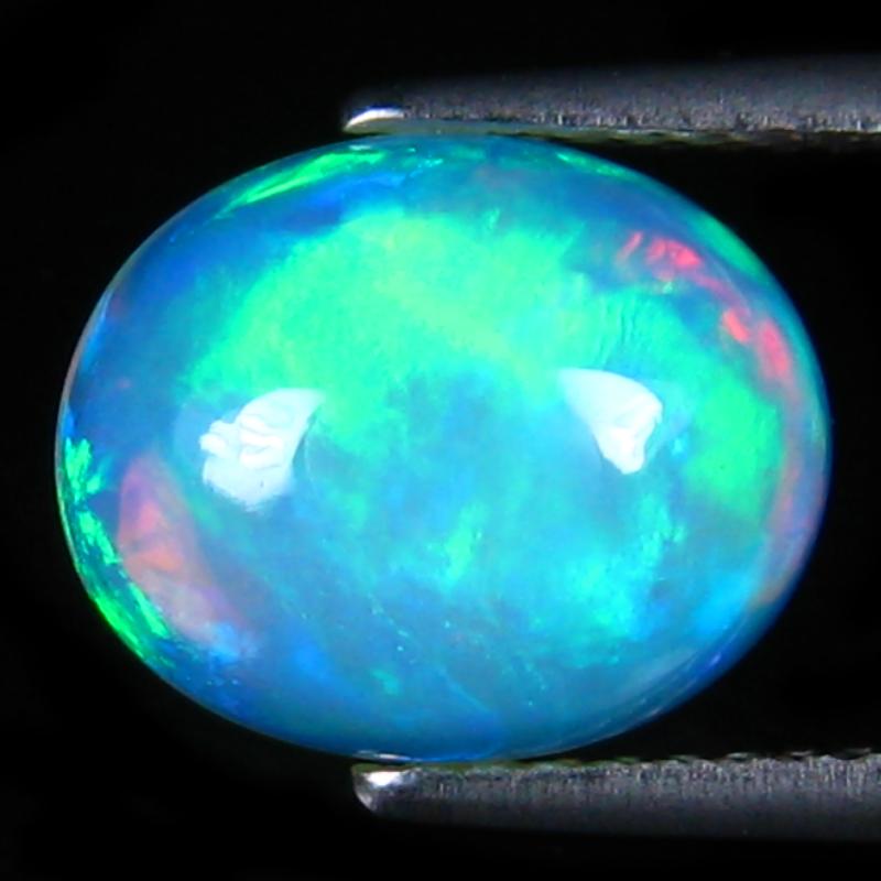 2.45 ct Fair Oval Cabochon Cut (11 x 9 mm) Ethiopia Play of Colors Rainbow Opal Natural Gemstone