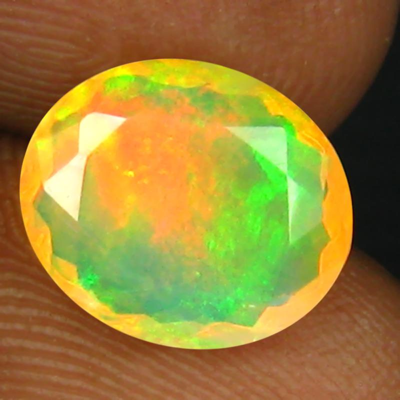 1.78 ct Pleasant Oval (10 x 9 mm) Un-Heated Ethiopia Rainbow Opal Loose Gemstone