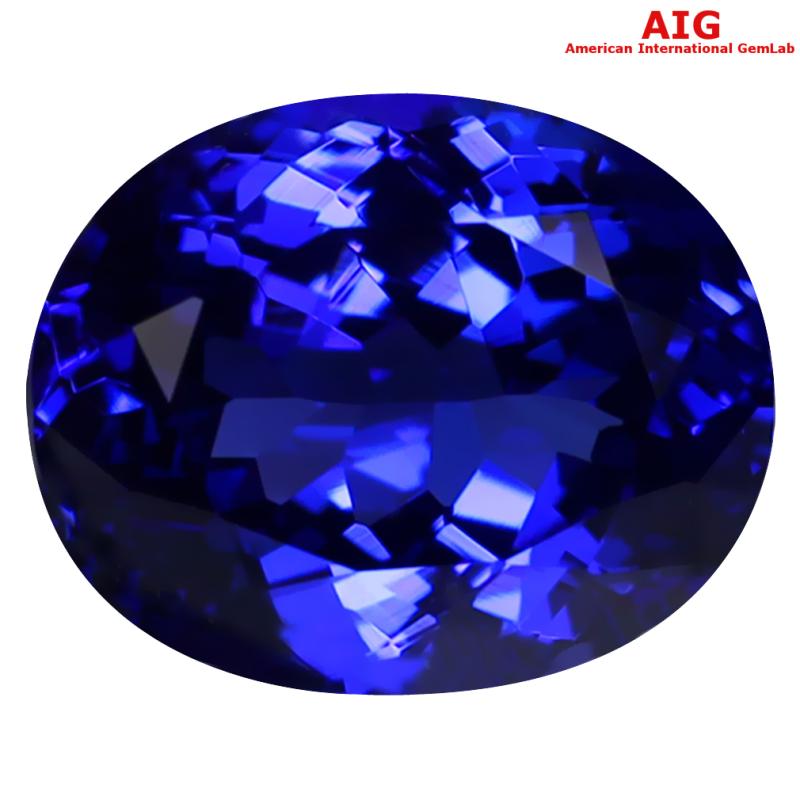 3.32 ct AIG CERTIFIED AAAA+ GRADE SUPERB OVAL CUT (10 X 8 MM) D'BLOCK TANZANITE GEMSTONE