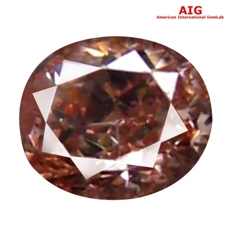 0.07 ct AIG Certified First-class Oval Cut (3 x 2 mm) Unheated / Untreated Fancy Brownish Pink Diamond Loose Stone