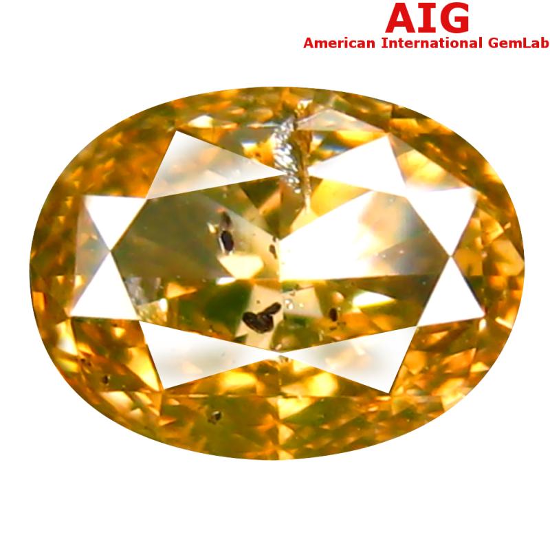 1.00 ct AIG Certified Terrific Oval Cut (7 x 5 mm) Unheated / Untreated Fancy Greenish Yellow Diamond Loose Stone