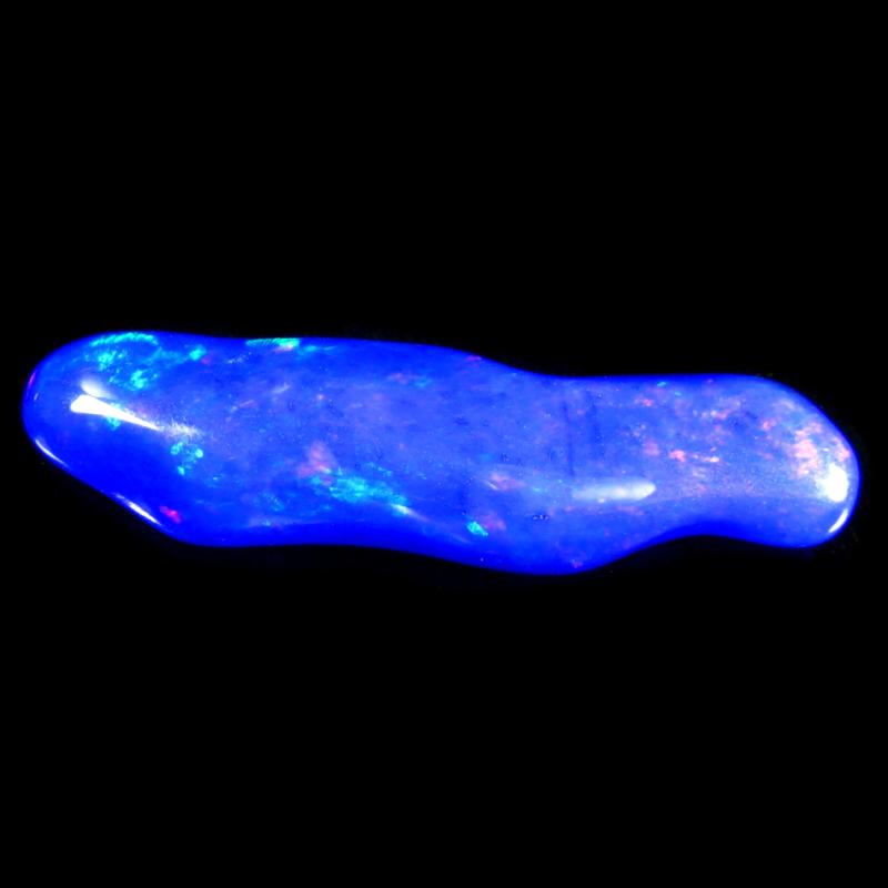 11.10 ct Tremendous Fancy Cut (35 x 10 mm) Ethiopia Play of Colors Blue Opal Natural Gemstone