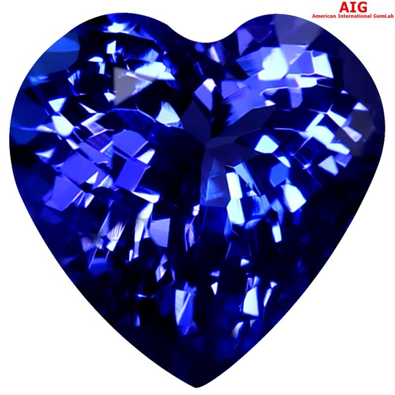 2.63 ct AIG CERTIFIED AAAA GRADE EYE-CATCHING HEART CUT (9 X 9 MM) D'BLOCK TANZANITE GEMSTONE