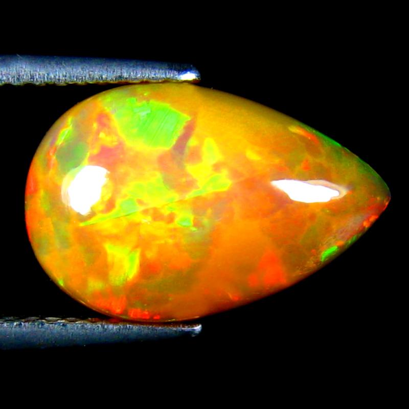 3.47 ct Superior Pear Cabochon Cut (15 x 10 mm) Ethiopia Play of Colors Rainbow Opal Natural Gemstone