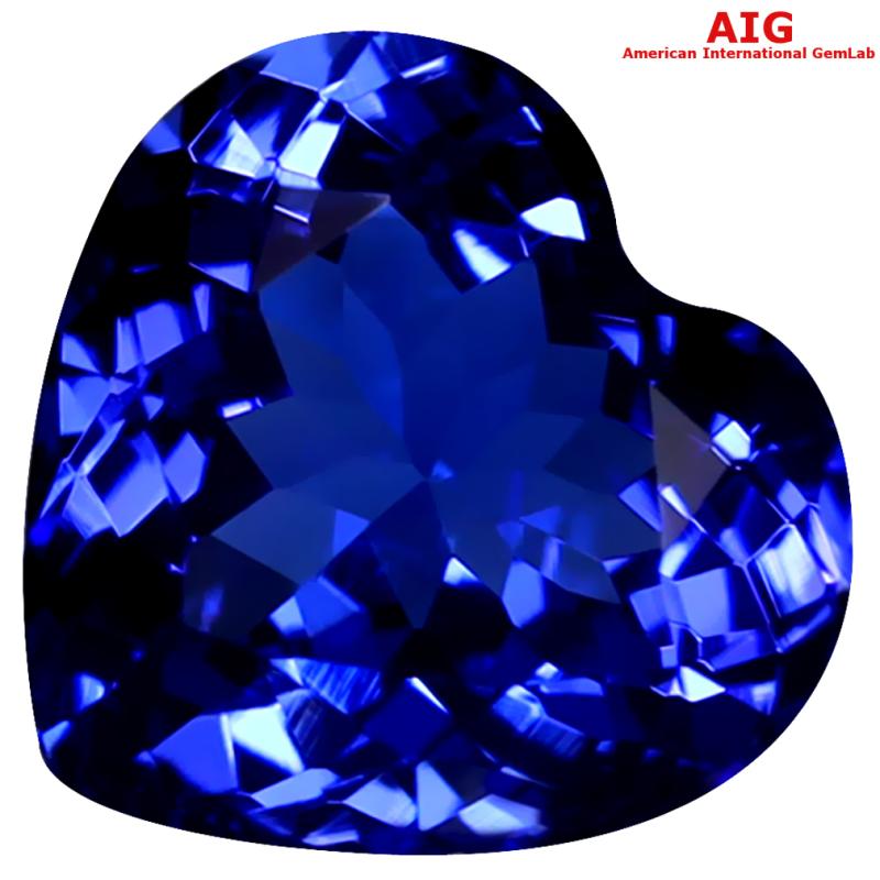 2.86 ct AIG CERTIFIED AAAA+ GRADE PHENOMENAL HEART CUT (9 X 8 MM) D'BLOCK TANZANITE GEMSTONE