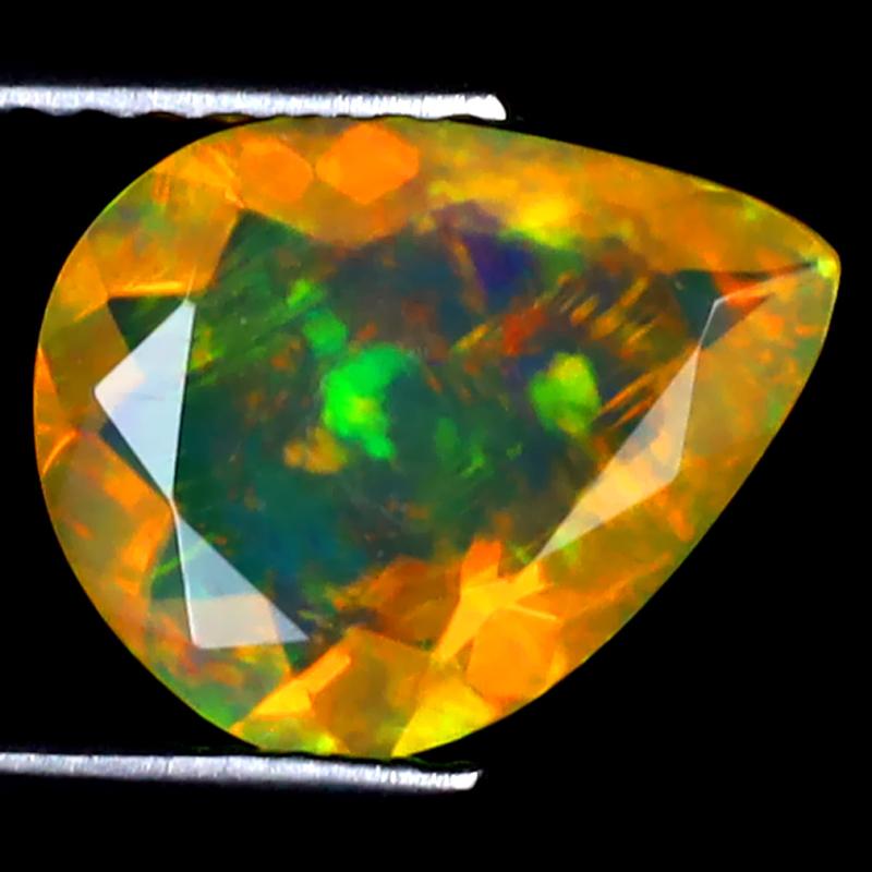 1.30 ct Eye-catching Pear (11 x 8 mm) Ethiopian 360 Degree Flashing Rainbow Opal Natural Gemstone