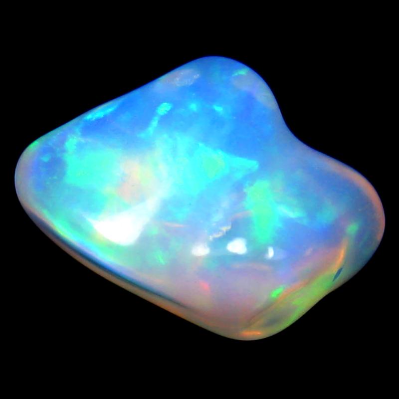 13.60 ct Tremendous Fancy Cut (17 x 17 mm) 100% Natural (Un-Heated) Play of Colors Rainbow Opal Natural Gemstone