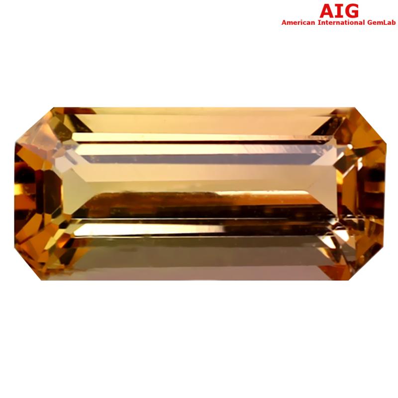 1.57 ct AIG Certified Lovely Octagon Cut (9 x 4 mm) Unheated / Untreated Orange Yellow Imperial Topaz Loose Stone