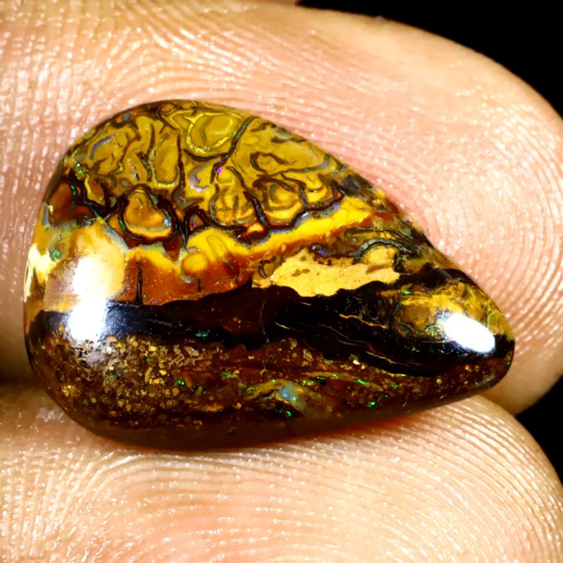 7.24 ct Attractive Fancy Shape (18 x 13 mm) Multi Color Australian Koroit Boulder Opal Natural Loose Gemstone