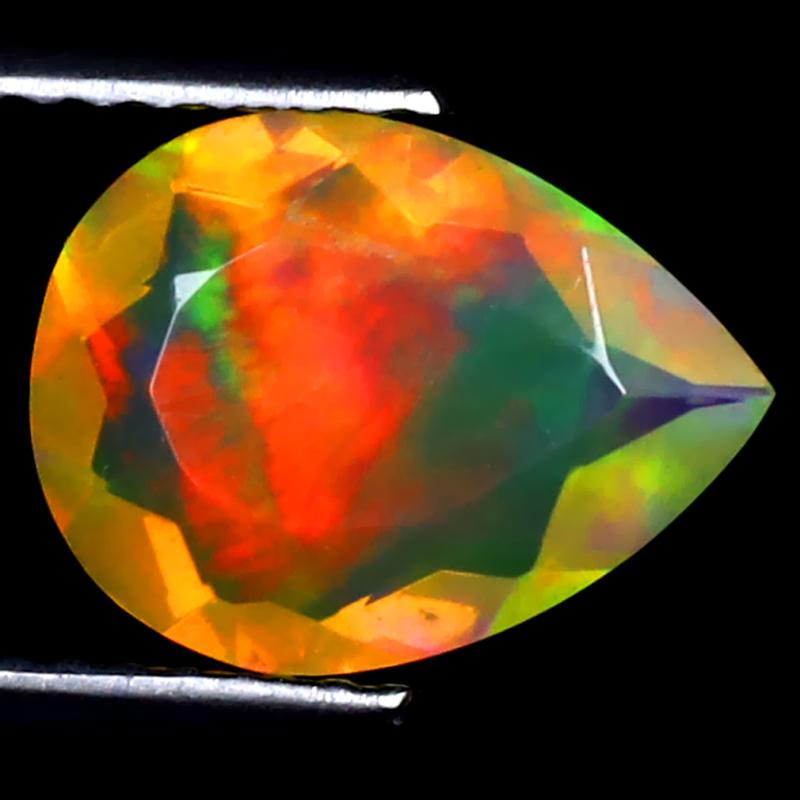 1.37 ct World class Pear (11 x 8 mm) Ethiopian 360 Degree Flashing Rainbow Opal Natural Gemstone