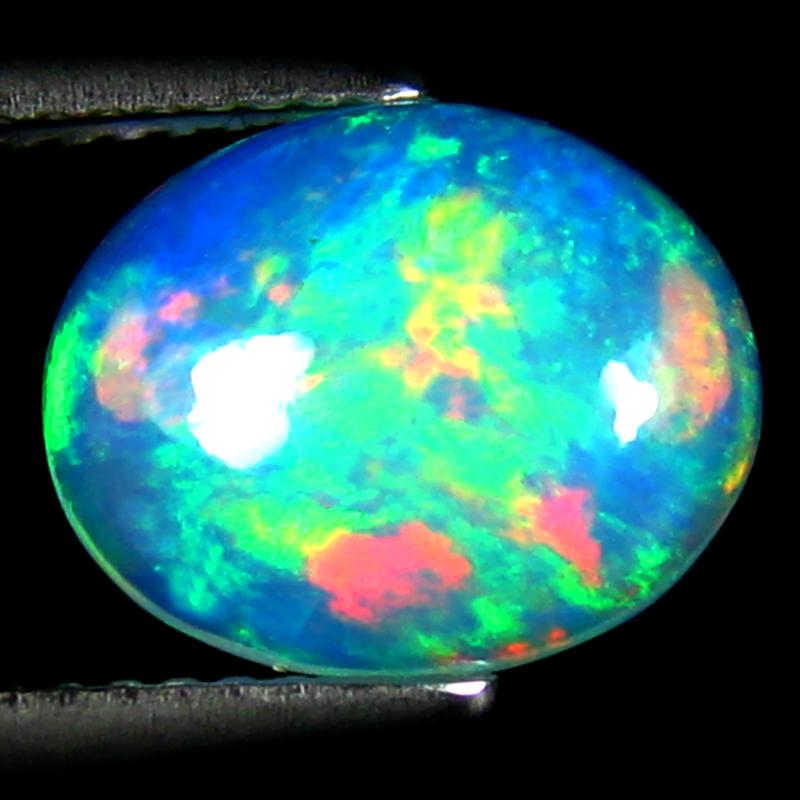 2.17 ct Incomparable Oval Cabochon Cut (11 x 9 mm) Ethiopia Play of Colors Rainbow Opal Natural Gemstone