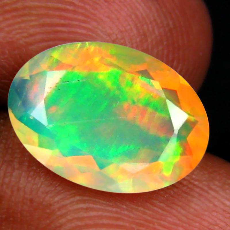 2.37 ct Mind-Boggling Oval (13 x 9 mm) Un-Heated Ethiopia Rainbow Opal Loose Gemstone