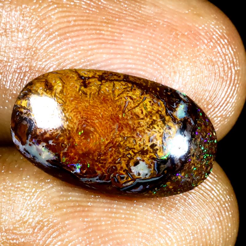 6.22 ct Eye-catching Fancy Shape (18 x 10 mm) Multi Color Australian Koroit Boulder Opal Natural Loose Gemstone