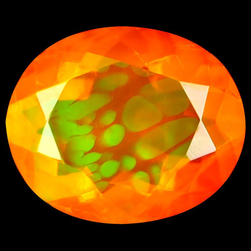 2.57 ct Flashing Oval Cut (11 x 9 mm) Heated Natural Orange Fire Opal Loose Gemstone