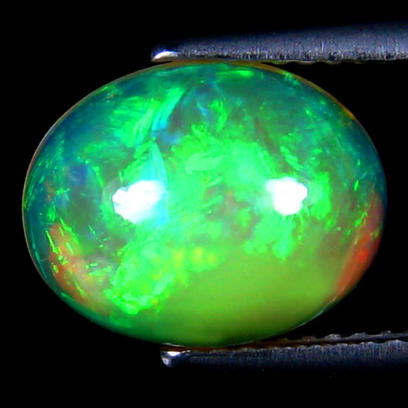 2.91 ct Topnotch Oval Cabochon Cut (12 x 9 mm) Ethiopia Play of Colors Rainbow Opal Natural Gemstone
