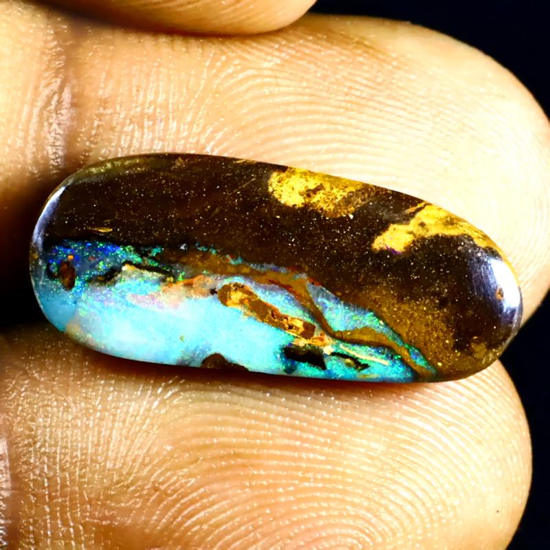 7.48 ct Significant Fancy Shape (21 x 9 mm) Multi Color Australian Koroit Boulder Opal Natural Loose Gemstone