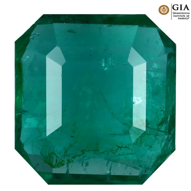 GIA CERTIFIED 7.09 ct DAZZLING OCTAGON CUT (13 X 12 MM) COLOMBIA EMERALD LOOSE STONE