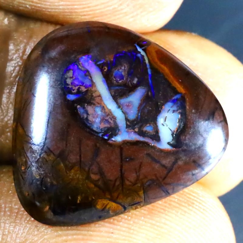 12.11 ct Amazing Fancy Shape (19 x 18 mm) Multi Color Australian Koroit Boulder Opal Natural Loose Gemstone