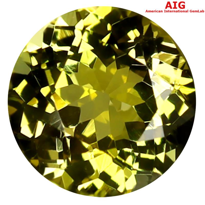 1.45 ct AIG Certified Mesmerizing Round Shape (7 x 7 mm) Greenish Yellow Tanzanite Natural Gemstone