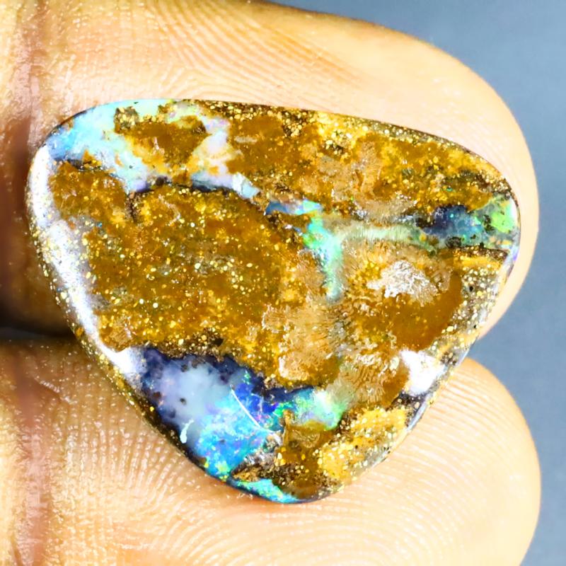 9.87 ct Topnotch Fancy Shape (22 x 17 mm) Multi Color Australian Koroit Boulder Opal Natural Loose Gemstone