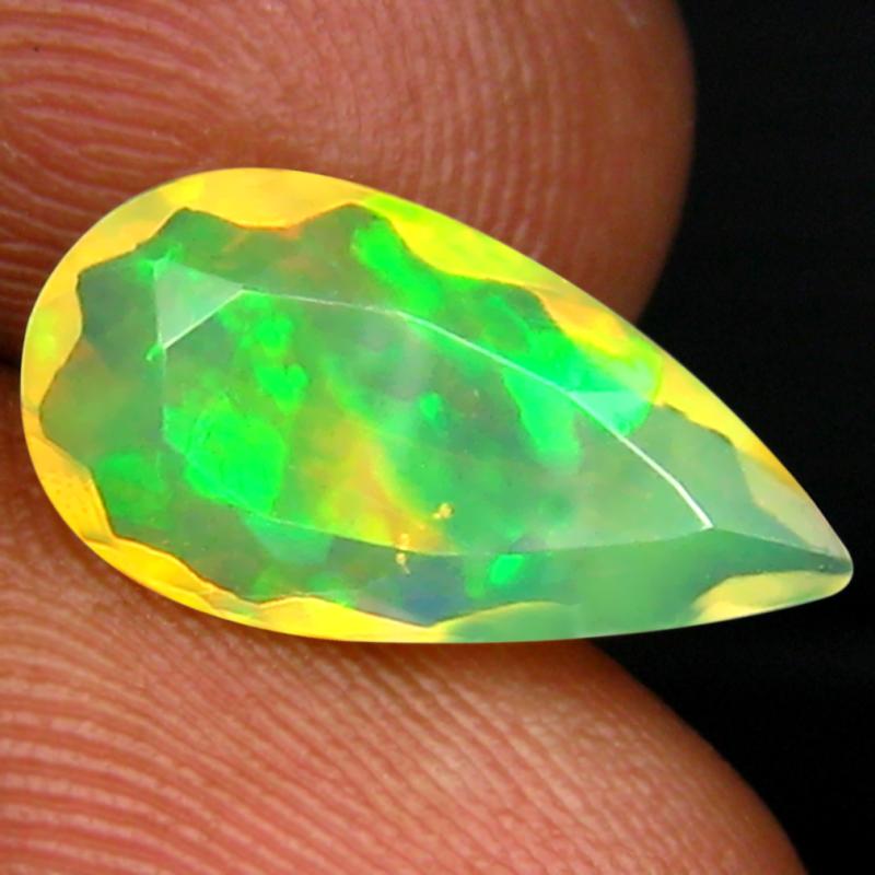 1.73 ct Pretty Pear (14 x 7 mm) Un-Heated Ethiopia Rainbow Opal Loose Gemstone
