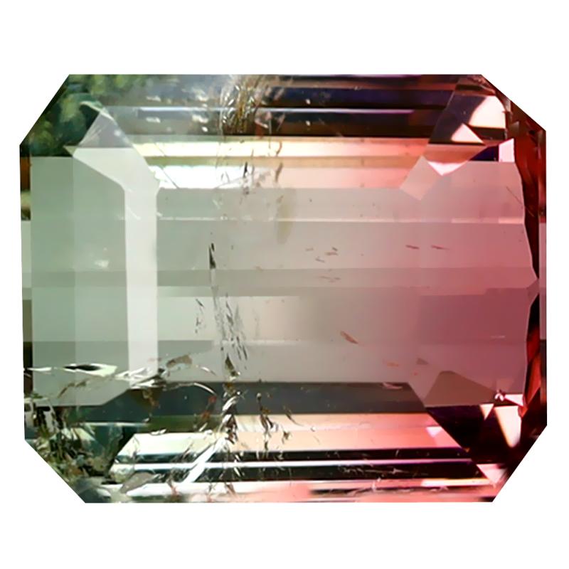4.12 ct Premium Octagon Cut (10 x 9 mm) Mozambique Bi Color Tourmaline Natural Gemstone