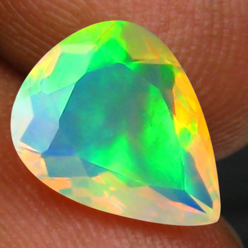 1.64 ct Supreme Pear (11 x 8 mm) Un-Heated Ethiopia Rainbow Opal Loose Gemstone
