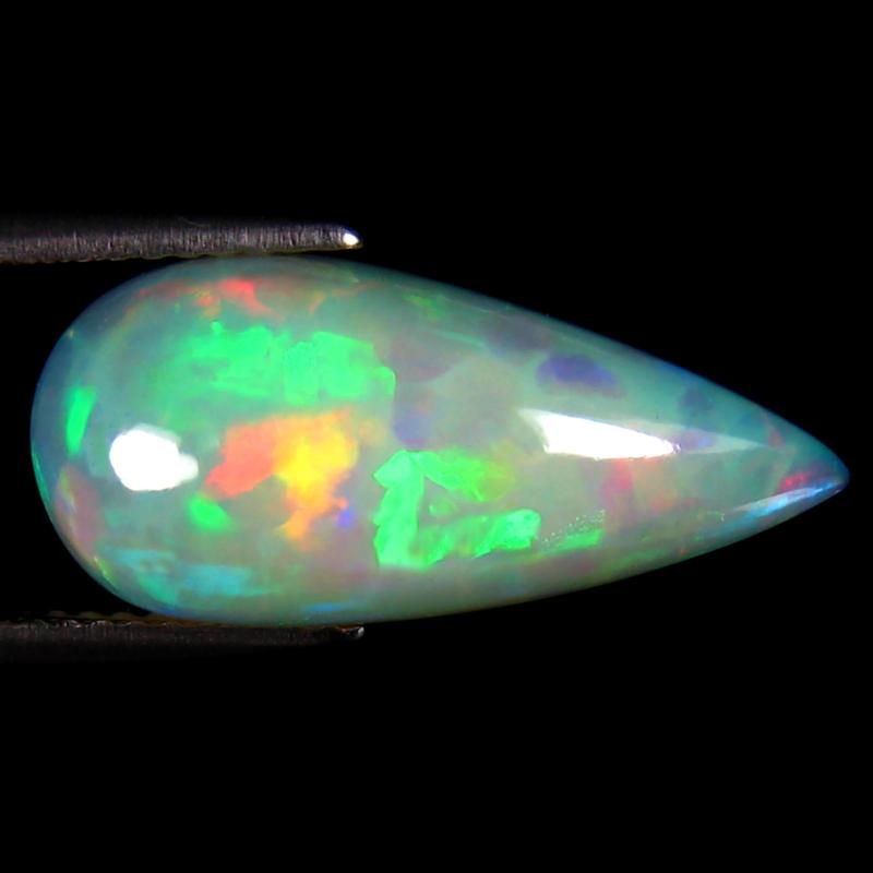 5.68 ct Marvelous Pear Cabochon (20 x 9 mm) Ethiopian 360 Degree Flashing Rainbow Opal Natural Gemstone