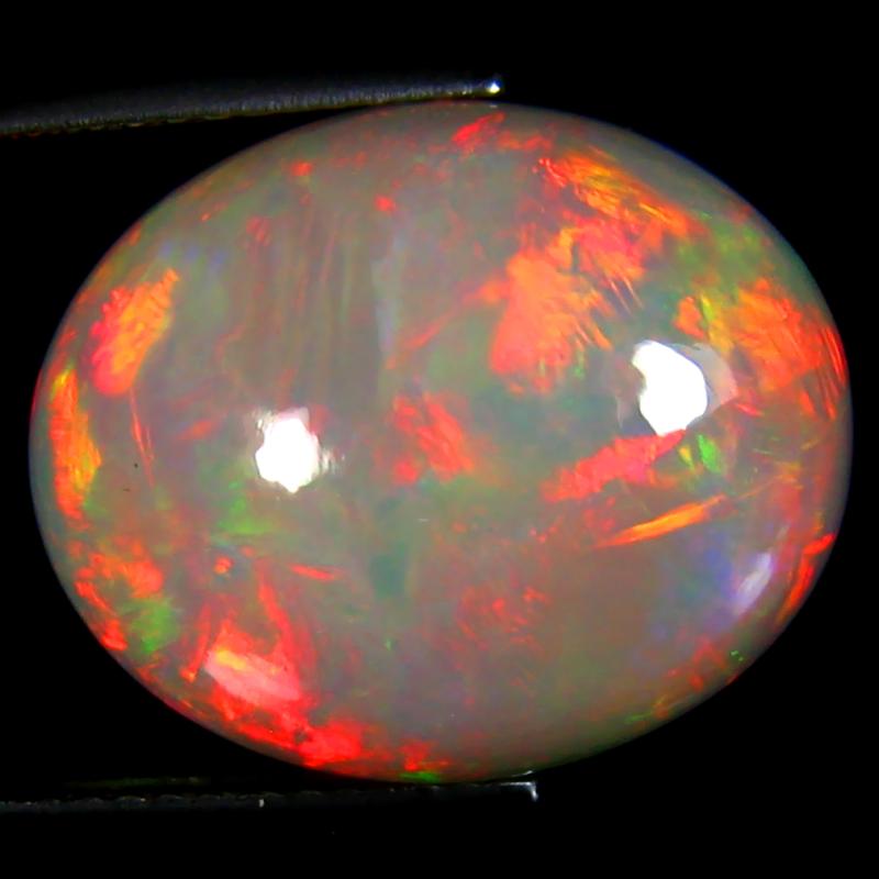 15.23 ct Charming Oval Cabochon (18 x 15 mm) Flashing 360 Degree Multicolor Rainbow Opal Gemstone