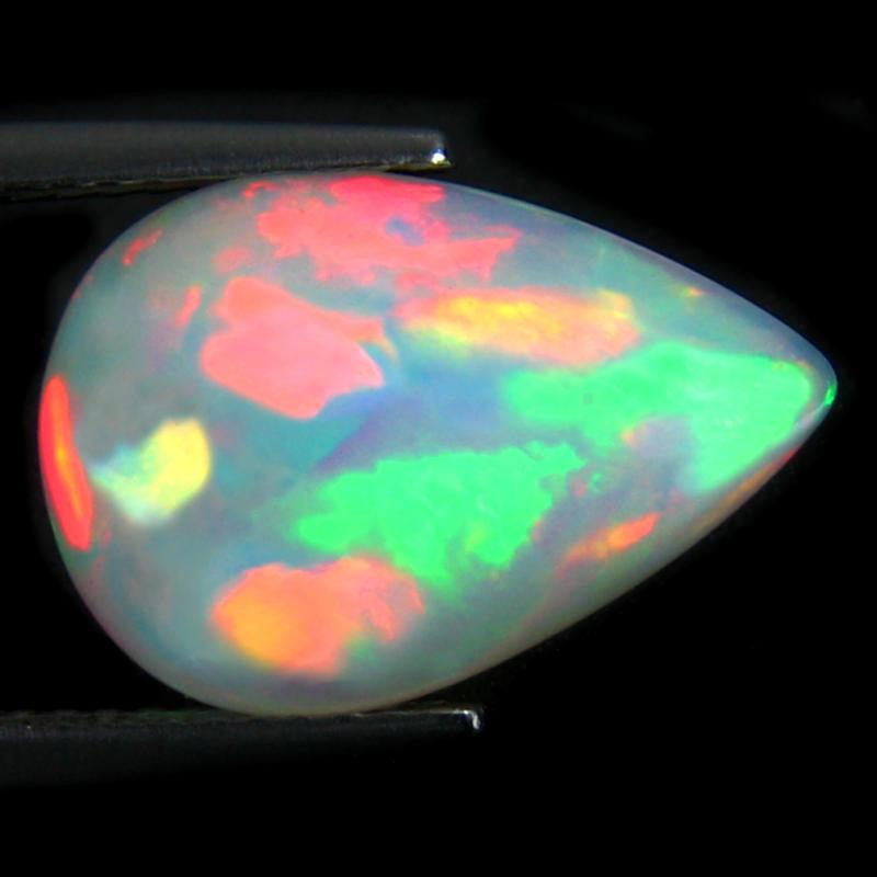 4.56 ct Astonishing Pear Cabochon (16 x 11 mm) Ethiopian 360 Degree Flashing Rainbow Opal Natural Gemstone