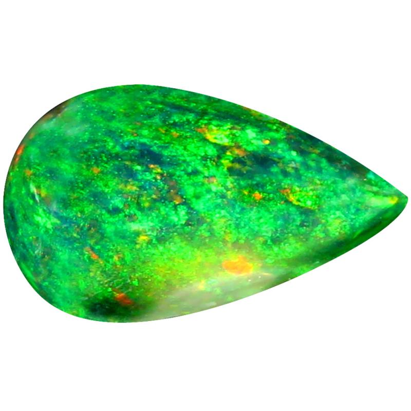 4.10 ct Pretty Pear Cabochon Cut (15 x 9 mm) Ethiopia Play of Colors Black Opal Natural Gemstone